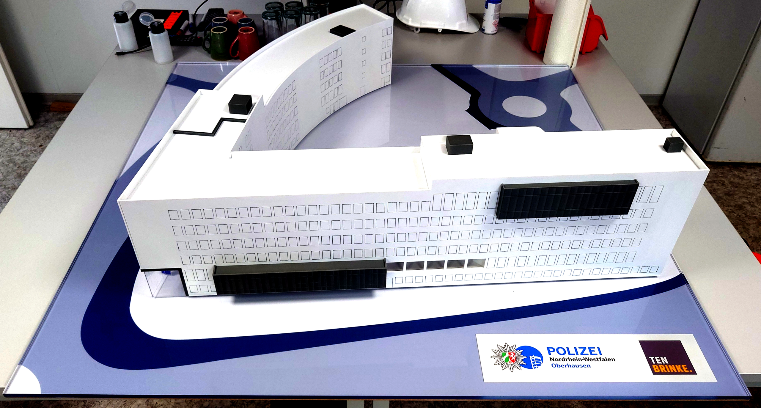 Anschauungsmodell des Polizeipräsidiums Oberhausen hergestellt im 3D-Druck